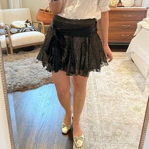 Milly Silk Metallic Flounce Mini Skirt